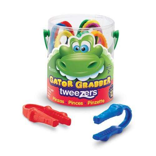 Learning Resources Gator Grabber Tweezers, 12 colorful alligator tweezers in a bucket, great for developing fine motor skills in preschoolers