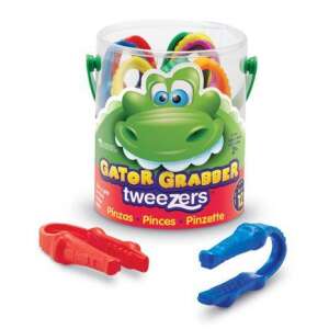 Learning Resources Gator Grabber Pensete, 12 pensete aligator colorate într-o găleată, excelente pentru dezvoltarea abilităților motorii fine la preșcolari - Learning Resources