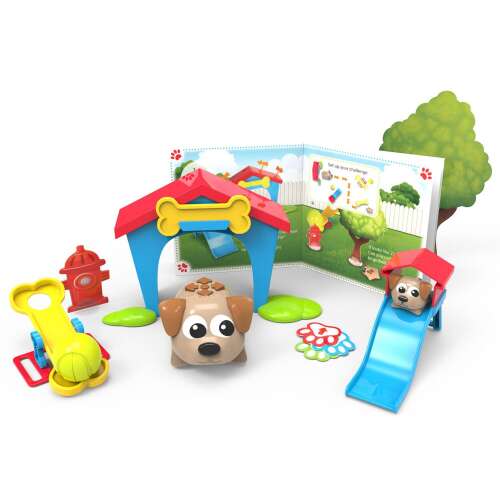 Coding Critters tanítható robotkutyus playset with dog, doghouse, slide, ball, and instruction booklet