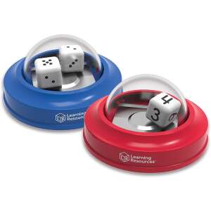 Learning Resources Dice Poppers, two dice poppers, one blue and one red, with dice inside - Plastic Building Toy