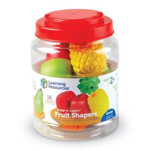 Learning Resources Snap-n-Learn Fruit Shapers, 16 piece colorful fruit toy set in a clear jar with red lid, for ages 2+ - Play food