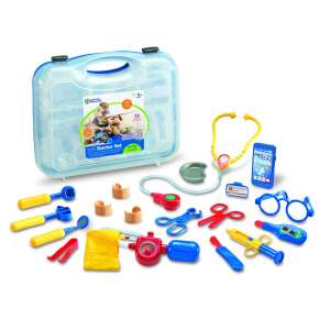 Комплект за лекар Learning Resources, 19 части за игра на лекар за деца, включва стетоскоп, отоскоп, термометър, спринцовка, пинсета, превръзка, ножици, огледало и много други - Learning Resources