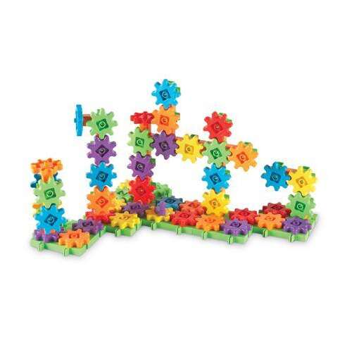 Learning Resources Gears! Gears! Deluxe Building Set 100-teiliges farbenfrohes Plastik-Bauspielzeug mit Zahnrädern für Kinder ab 3 Jahren