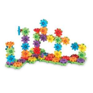 Learning Resources Gears! Gears! Deluxe Building Set 100 de piese din plastic colorat, jucărie de construcție cu angrenaje pentru copii de la 3 ani - Jocuri si jucarii educative