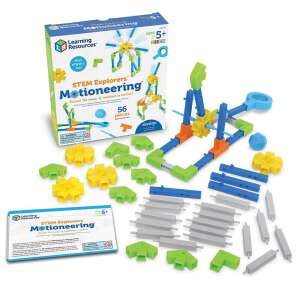 Set de construcție Learning Resources STEM Explorers Motioneering cu 56 piese, inclusiv angrenaje, tije și conectori, pentru construirea și învățarea despre mașinile simple - Learning Resources Jocuri interactive pentru copii