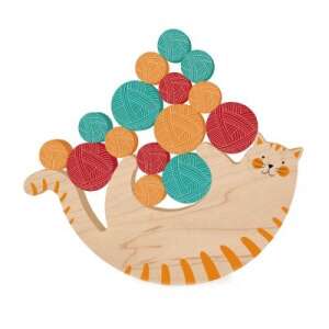 Londji Meow Balance Game, wooden cat toy with colorful balls, balance game for kids - Londji