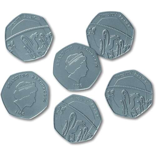 Set of 50 Hungarian fillér coins, play money for kids, learning resource