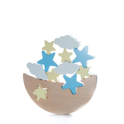 Marc Toys Moon Balance Game with Stars and Clouds, wooden toy for kids, balance game, stacking game, preschool toy, developmental toy