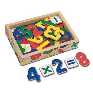 Melissa & Doug Numere magnetice din lemn, set de numere de la 0 la 20 și semne matematice, cutie din lemn, numere și semne matematice în uz - Melissa & Doug Jocuri si jucarii educative