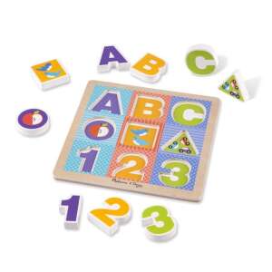 Melissa & Doug Big Pieces chunky puzzle ABC-123, puzzle din lemn cu litere și numere pentru copii mici - Melissa & Doug Jocuri de dezvoltare pentru copii mici