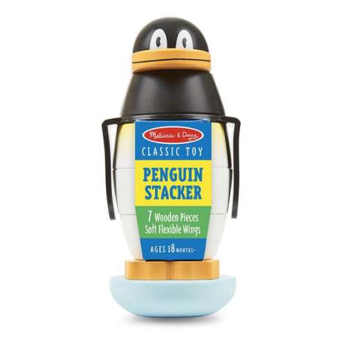 Melissa & Doug Penguin Stacker wooden toy, 7 pieces, penguin stacking toy, ages 18 months+