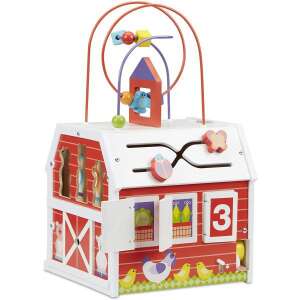 Melissa & Doug Farm Activity Cube, o jucărie din lemn cu mai multe activități pentru bebeluși, inclusiv un labirint cu mărgele, un sortare de forme și figurine de animale - Melissa & Doug Jocuri si jucarii educative