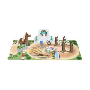Игрален комплект Melissa & Doug Horse Show, 25 части, включва плюшено конче, препятствия и игрална постелка - Melissa & Doug