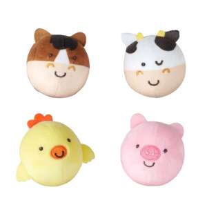Farm animal plush ball set, includes cow, pig, horse, and chicken, great for baby's sensory development - Melissa & Doug