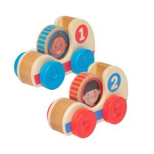 Melissa & Doug GO TOTs Race Cars, wooden toy car set with 2 cars and 2 interchangeable faces - Kids's play car