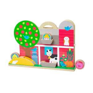 Jucărie din lemn Melissa & Doug GO TOTs Barnyard Tumble, grajd roșu cu animale de la fermă, pentru bebeluși - Melissa & Doug Jocuri si jucarii educative