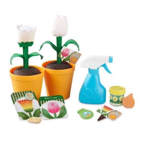 Melissa & Doug Let's Explore Set de joacă pentru grădinărit cu flori, un set de joacă de-a joaca pentru copii, pentru a învăța despre grădinărit și cultivarea florilor