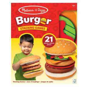 Melissa & Doug Burger Stacking Games, цветна и забавна играчка за деца, за да научат за храната и подреждането - Melissa & Doug Игра за развитие за малки деца