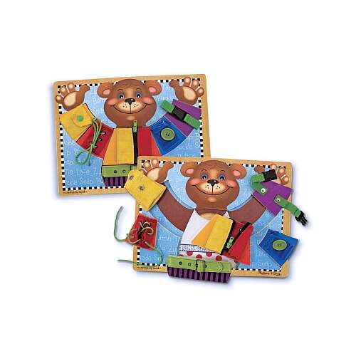 Jucărie din lemn M&d Ursul de învățare Îmbrăcare, preșcolarii pot învăța să lege șireturile, să tragă fermoarele, să încheie nasturii, să încheie catarama și multe altele