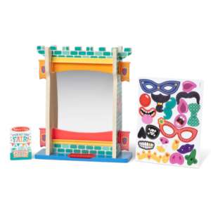 Melissa & Doug Fun at the Fair Funhouse Mirror pretend play toy with double-sided mirror and reusable stickers - Rocking horse & animal and Developmental Toy for Preschooler