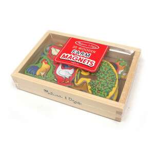 Melissa & Doug 20 Wooden Farm Magnets in a wooden box - Developmental Toy for Preschooler
