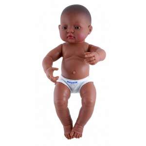 40cm Latin American baby boy doll, realistic, vinyl, washable, articulated, with defined genitals, wearing white underwear - Miniland