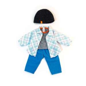 Baby boy doll clothes set, includes shirt, pants, and hat - Miniland