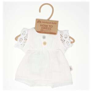 White dress with lace sleeves for 38 cm dolls, mini land dolls how to dress collection - Miniland