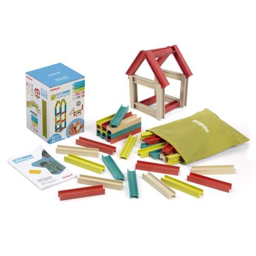 Eco-friendly building blocks set with tracks, 32 pieces, for kids ages 2-6, by Puduru