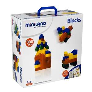 Miniland Educational Blocks 300 piese set de jucărie de construcție pentru copii, include instrucțiuni și modele, vine într-o cutie cu mâner pentru depozitare și transport ușor - Miniland Jocuri de constructie - Lego