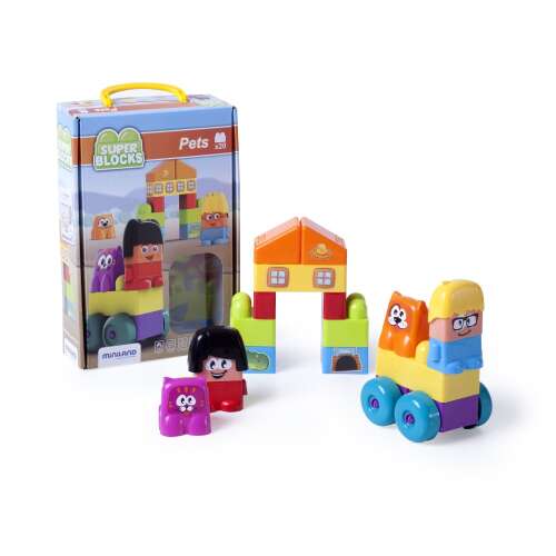 Miniland Super Blocks Háziállatos Építőjáték - 2-3 éveseknek