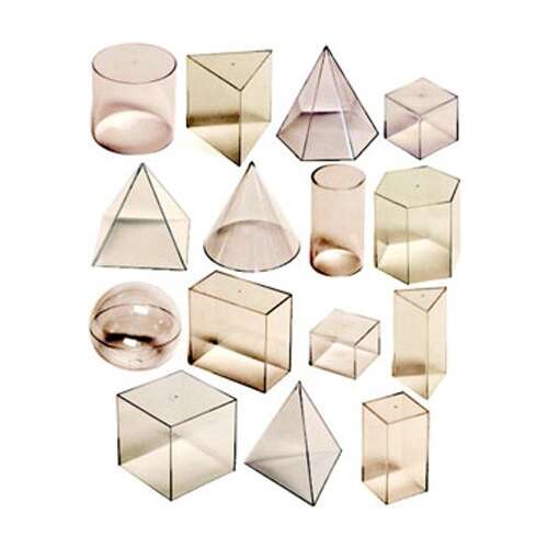 Set de 15 forme geometrice Miniland, forme din plastic transparent pentru învățarea geometriei