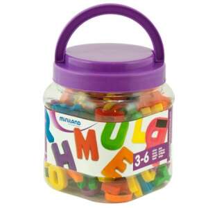 Set de litere magnetice Miniland, 155 bucăți, colorate, jucărie educativă pentru copii, învățarea alfabetului, litere magnetice pentru frigider sau tablă magnetică - Miniland Jocuri educative pentru școlari