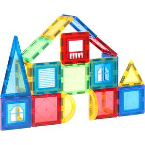 Set de plăci magnetice de construcție MAGPLAYER, plăci transparente colorate pentru construcții creative, jucărie STEM pentru copii - Joc de construcție magnetic