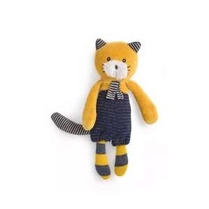 Moulin Roty Lulu Cat plush toy, yellow and blue, soft and cuddly for babies - Moulin Roty