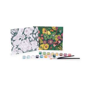 Moulin Roty Festék számokkal Botanikai változatok, 3 festőtábla, 3 modelltábla, 2 ecset, 16 színes tároló, festék számokkal készlet - Kreatív játék