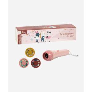 Projektor historii Moulin Roty, różowa latarka z 3 dyskami, historie na dobranoc dla dzieci - Lampa dla dzieci