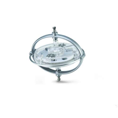 Navir UFO giroscop cu iluminare LED, alb, jucărie rotativă pentru copii