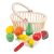 Wooden fruit basket toy with watermelon, strawberry, pear, apple, lemon, banana, and orange.