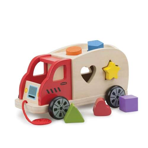 New Classic Toys shape sorter truck with 6 shapes, wooden toy for toddlers, educational toy for kids