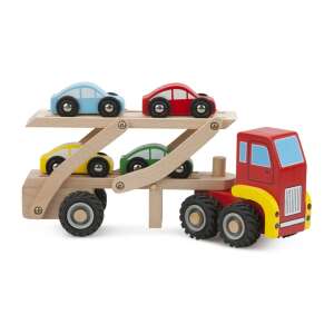 Set de jucărie transportator de mașini din lemn New Classic Toys cu 4 mașini - Nonbrand Maşinuţe