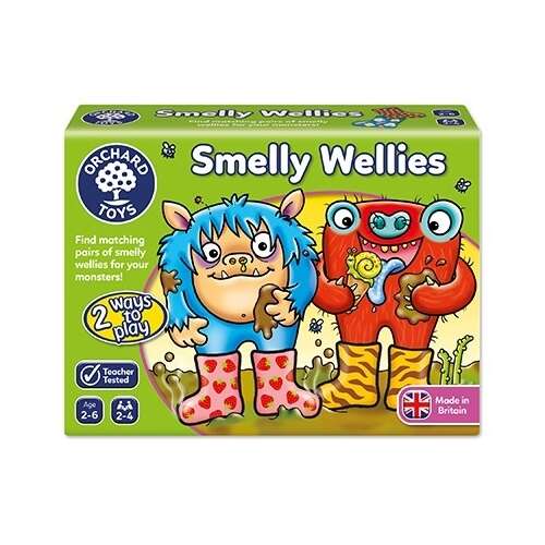 Smelly Wellies board game box, Orchard Toys, matching game for kids, 2-6 years old