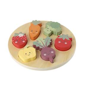 Puzzle Happy Veggies de la Orange Tree Toys, puzzle din lemn cu 6 forme colorate de fructe și legume - Puzzle