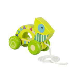 Green wooden chameleon pull toy with wheels and string, Orange Tree Toys - Orange Tree Toys