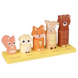 Orange Tree Toys Forest Animals Stacking and Counting Game, wooden toy for toddlers, featuring squirrel, owl, fox, deer, and bear - Orange Tree Toys