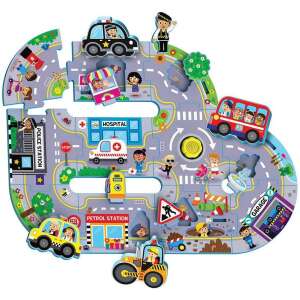 Refg Toys Sound Puzzles Busy City Track, 11-elementowa układanka z dźwiękami, 7 samochodów i dekoracji, od 2 lat - Puzzle