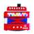Red Svoora toy accordion, 14 keys, for kids, front view