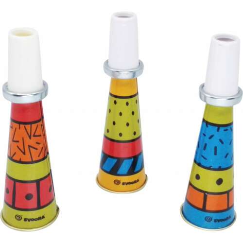 Set of 3 colorful mini metal trumpets, Svoora brand