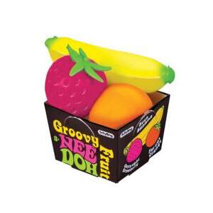 Groovy Nee Doh Fruit Stress Balls, a set of 3 squishy fruit shaped stress balls: banana, strawberry, and orange - Stress ball