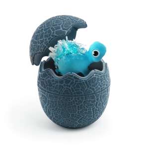 TopBright Crystal Dinosaur Breeding STEM Kit - Stegosaurus, a blue plastic dinosaur with crystals growing on its back inside a blue egg - Science & Discovery Toy